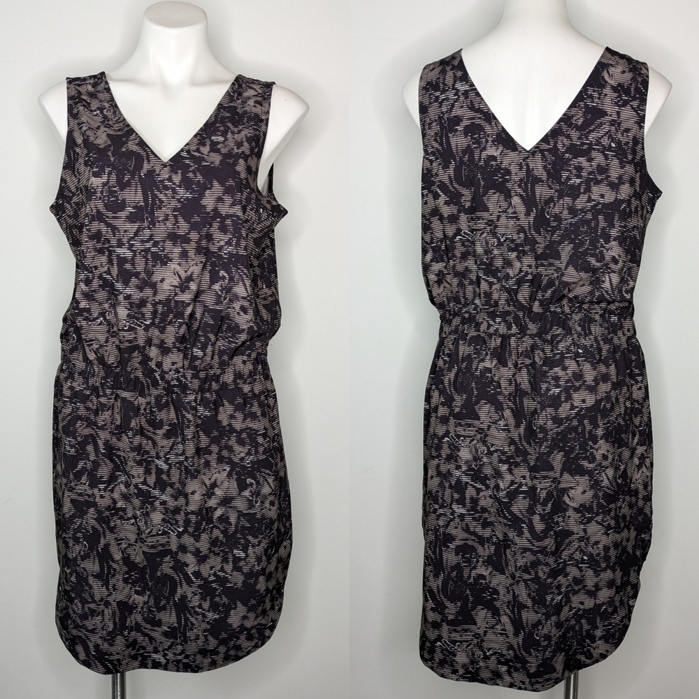 Lole black purple v neck sleeveless dress L